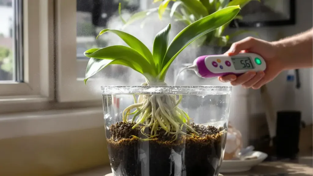 Wat is de ideale tijd om een orchidee in water te laten weken